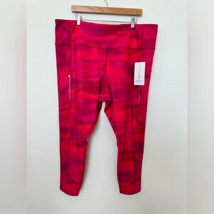 NEW ATHLETA Rainier Printed Pink Athletic‎ Leggings Tight Women's 3X